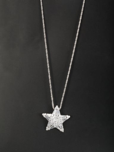 Custom White Star Necklace with Platinum Plated Copper
