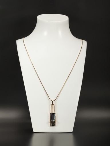 Black Locket Necklace with Gold Plated Copper Crystal