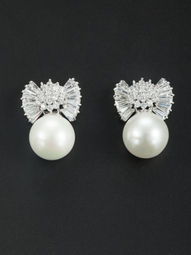 Platinum Plated Butterfly Pearl Studs stud Earring
