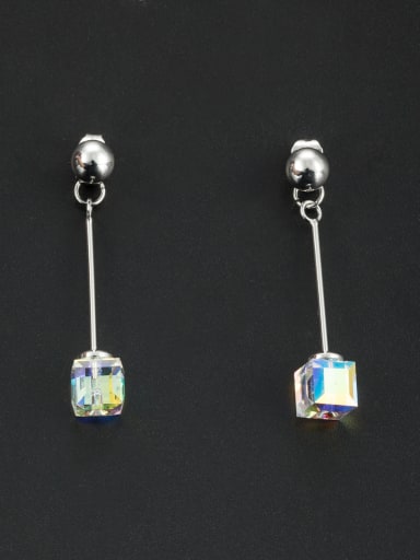 Model No NY41734B Personalized Platinum Plated Silver Square austrian Crystals Drop drop Earring