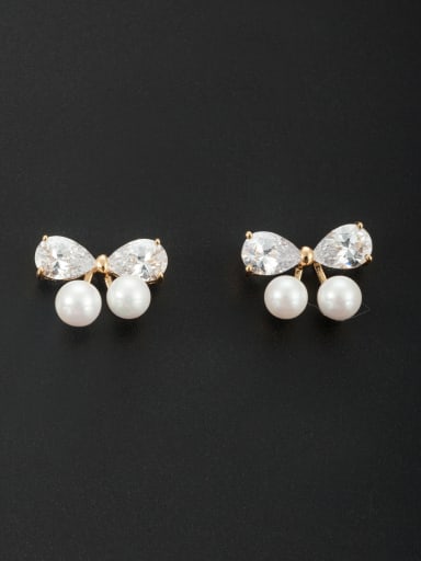New design Gold Plated Butterfly Pearl Studs stud Earring in White color