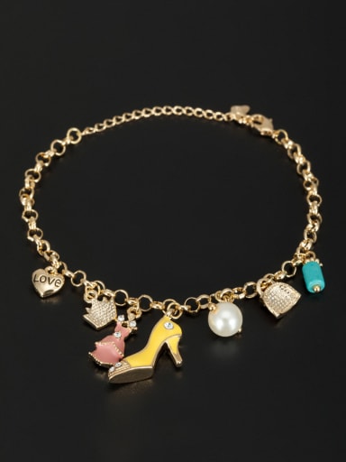 White color Gold Plated Heart Pearl Bracelet