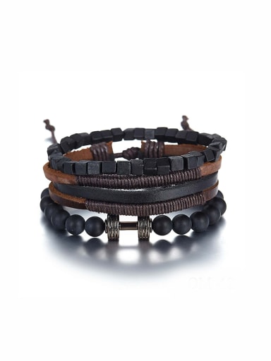 Model No A000067H Charm Beads Black Bracelet