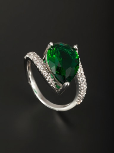 Custom Green Ring with Platinum Plated Copper  6#-9#