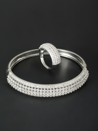 Platinum plated White 2 Pieces Set with Round Zircon