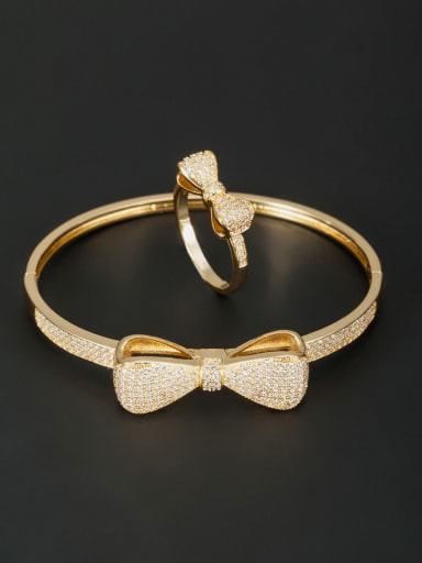 A Gold Plated Stylish Zircon 2 Pieces Set Of Butterfly