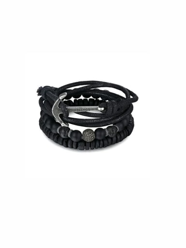 Personalized Black Charm Beads Bracelet