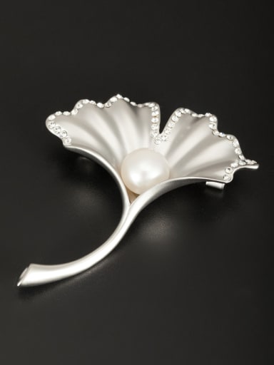 Platinum Plated Pearl White Lapel Pins & Brooche