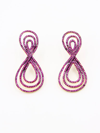The new Gold Plated Copper Zircon Drop drop Earring with Fuchsia