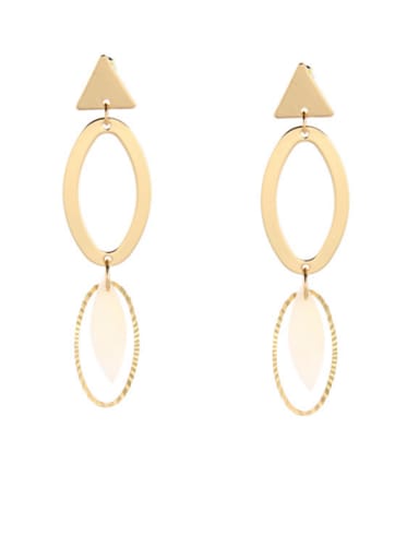 Mother's Initial Gold Drop drop Earring with Geometric Shell