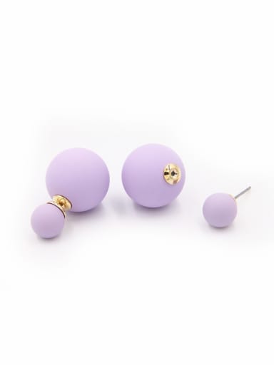 Purple Round Studs stud Earring with Beads