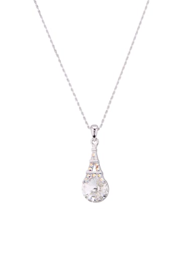 Personalized Platinum Plated Zinc Alloy austrian Crystals White Necklac