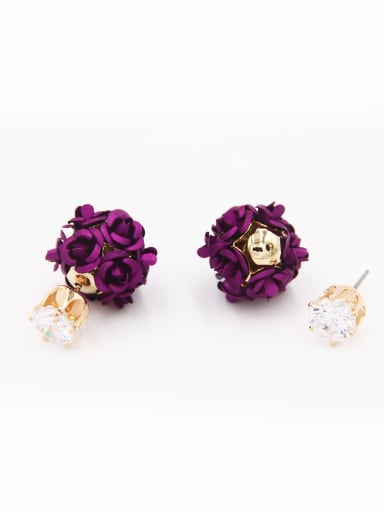Personalized Copper Purple Flower Zircon Drop drop Earring