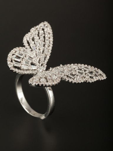 GODKI Luxury Women Wedding Dubai Custom White Butterfly Ring with Platinum Plated Copper
