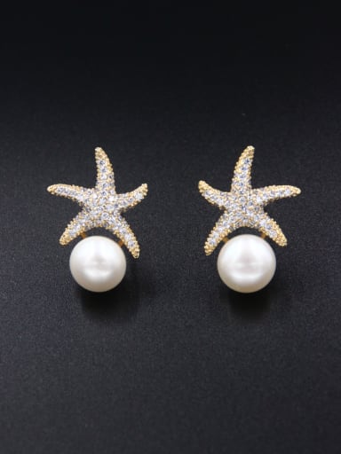 Blacksmith Made Gold Plated Pearl Star Studs stud Earring