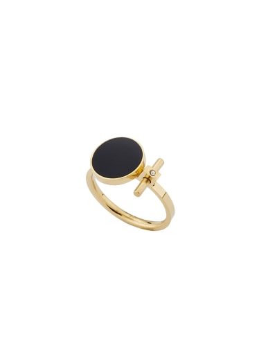Gold color Gold Plated Stainless steel Round Enamel Band band ring