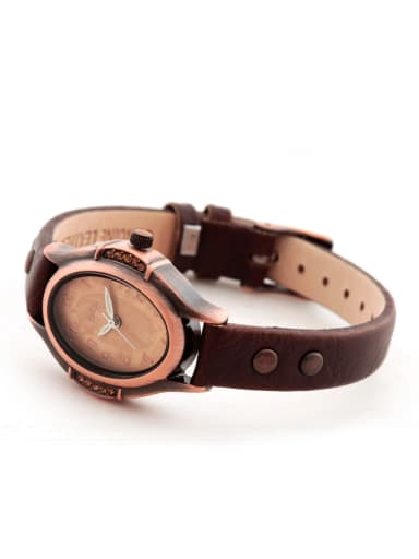 Model No A000473W-002 24-27.5mm size Alloy Oval style Genuine Leather Women's Watch