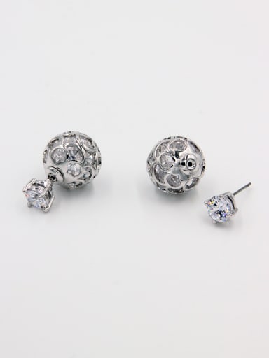 White color Platinum Plated  Zircon Studs stud Earring