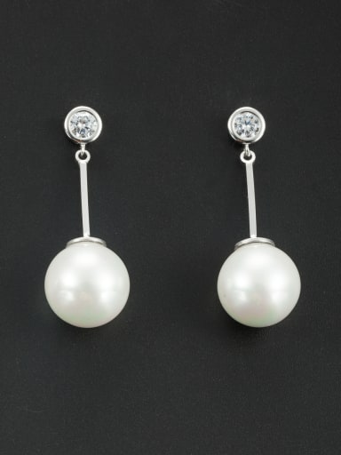 Model No 1000001145 Mother's Initial White Drop drop Earring with Round Pearl