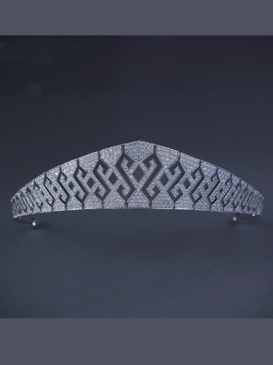 The new Platinum Plated Zircon Geometric Wedding Crown with White