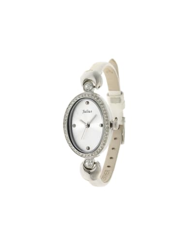 Model No A000476W-006 23.5mm & Under size Alloy Oval style Genuine Leather Women's Watch