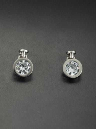 New design Stainless steel Round Rhinestone Studs stud Earring in White color