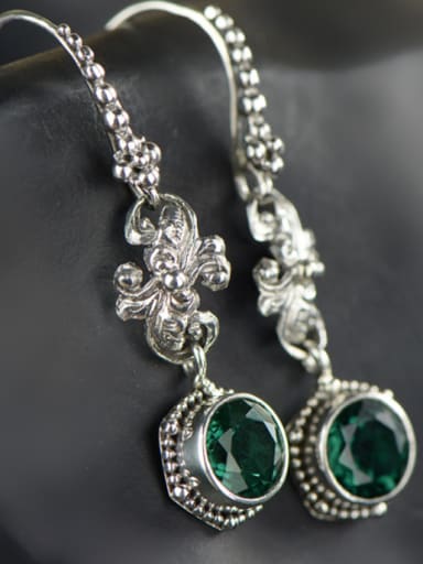 The new  Silver Gemstone Drop drop Earring with Green