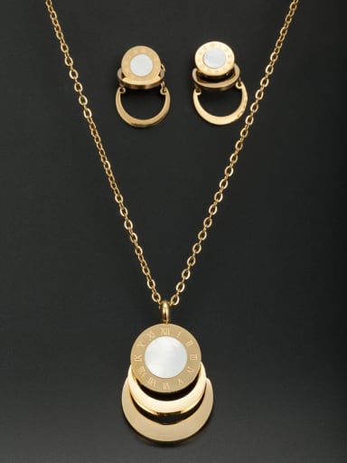 Mother's Initial Gold 2 Pieces Set with Round
