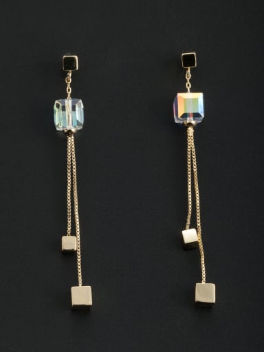 Model No OYB014942B Gold Plated Square Silver austrian Crystals Beautiful Drop drop Earring