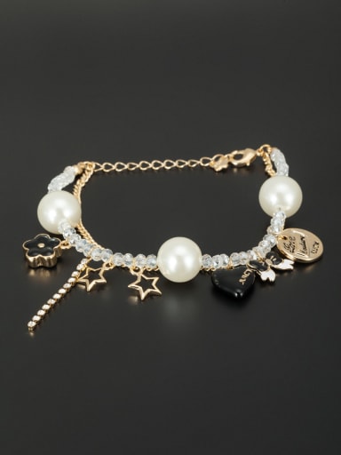 The new Gold Plated Beads Butterfly Bracelet with White