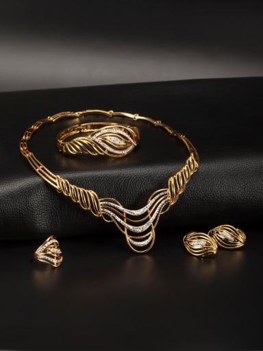 Fashion Gold Plated Zinc Alloy Statement 4 Pieces Set