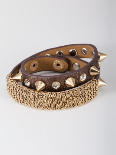 The new Gold Plated PU Rhinestone Bangle with Brown