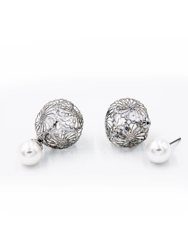 The new  Platinum Plated Pearl Square Studs stud Earring with White