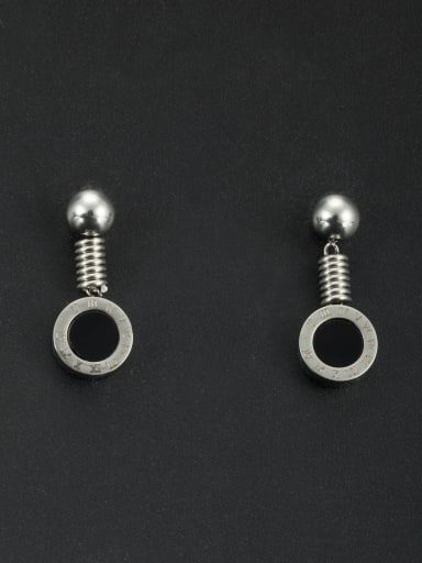White color Stainless steel Round Drop drop Earring
