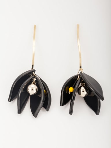 Gold Plated Copper Personalized Acrylic Black Drop drop Earring
