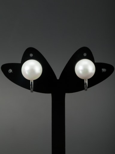 Custom White Round Drop drop Earring with Platinum Plated