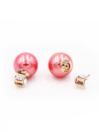 Pink color Rose Plated Geometric Beads Studs stud Earring