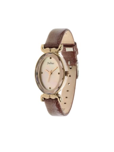 Model No 1000003281 23.5mm & Under size Alloy Oval style Genuine Leather Women's Watch