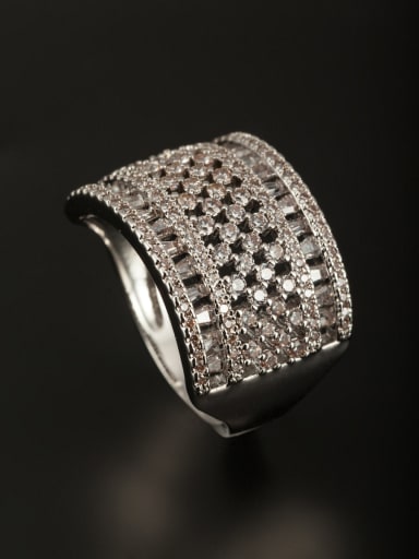 GODKI Luxury Women Wedding Dubai Model No 1000003012 New design Platinum Plated Copper Zircon Ring in White color