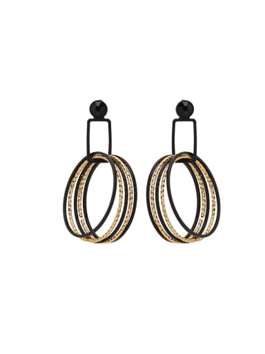 Round style with Gun Color plated Zinc Alloy Drop drop Earring