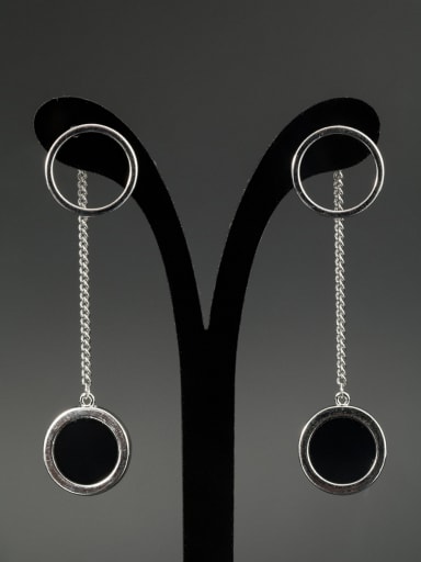 The new Platinum Plated Round Drop drop Earring with Black