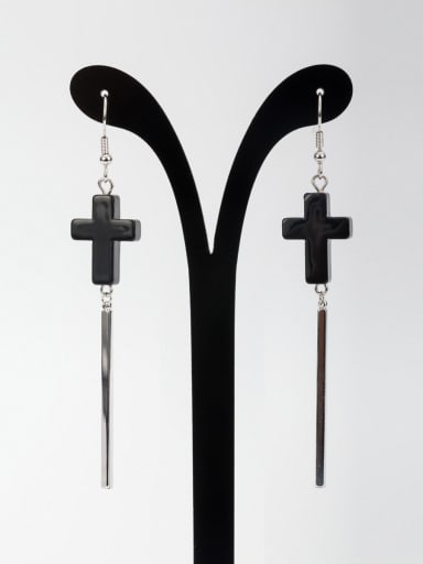 Cross style with Platinum Plated Acrylic Drop drop Earring