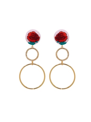 A Gold Plated Zinc Alloy Stylish  Drop drop Earring Of Round