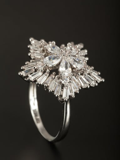GODKI Luxury Women Wedding Dubai White color Platinum Plated Copper Star Zircon Ring