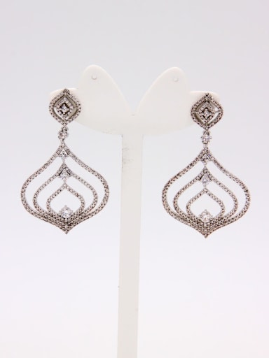 White Drop drop Earring with Platinum Plated Copper Zircon