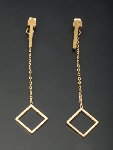 Personalized Stainless steel Gold Square Drop threader Earring