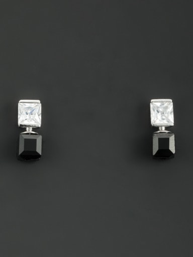 Mother's Initial White Studs stud Earring with Square Zircon