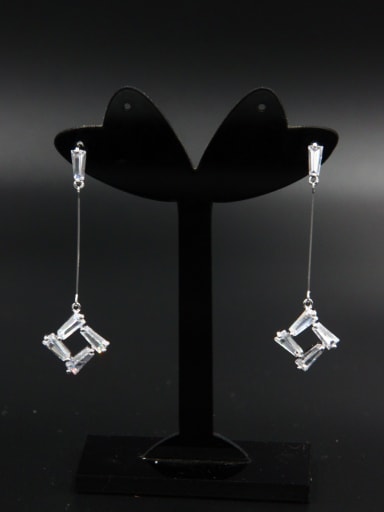 Model No LYE-181862B The new Platinum Plated Zircon Studs drop Earring with White