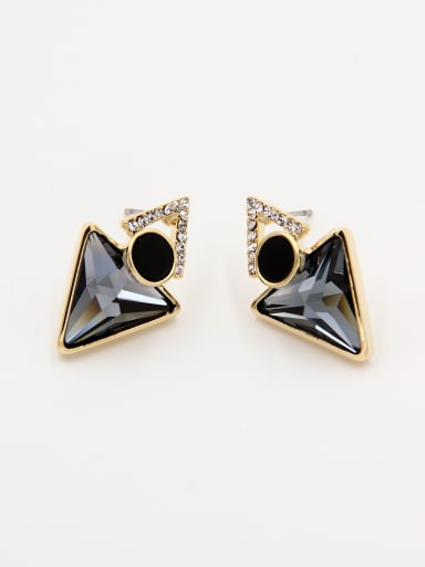 Blacksmith Made Gold Plated austrian Crystals Geometric Drop stud Earring
