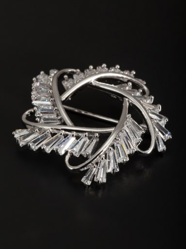 White Youself ! Platinum Plated Zircon Lapel Pins & Brooche